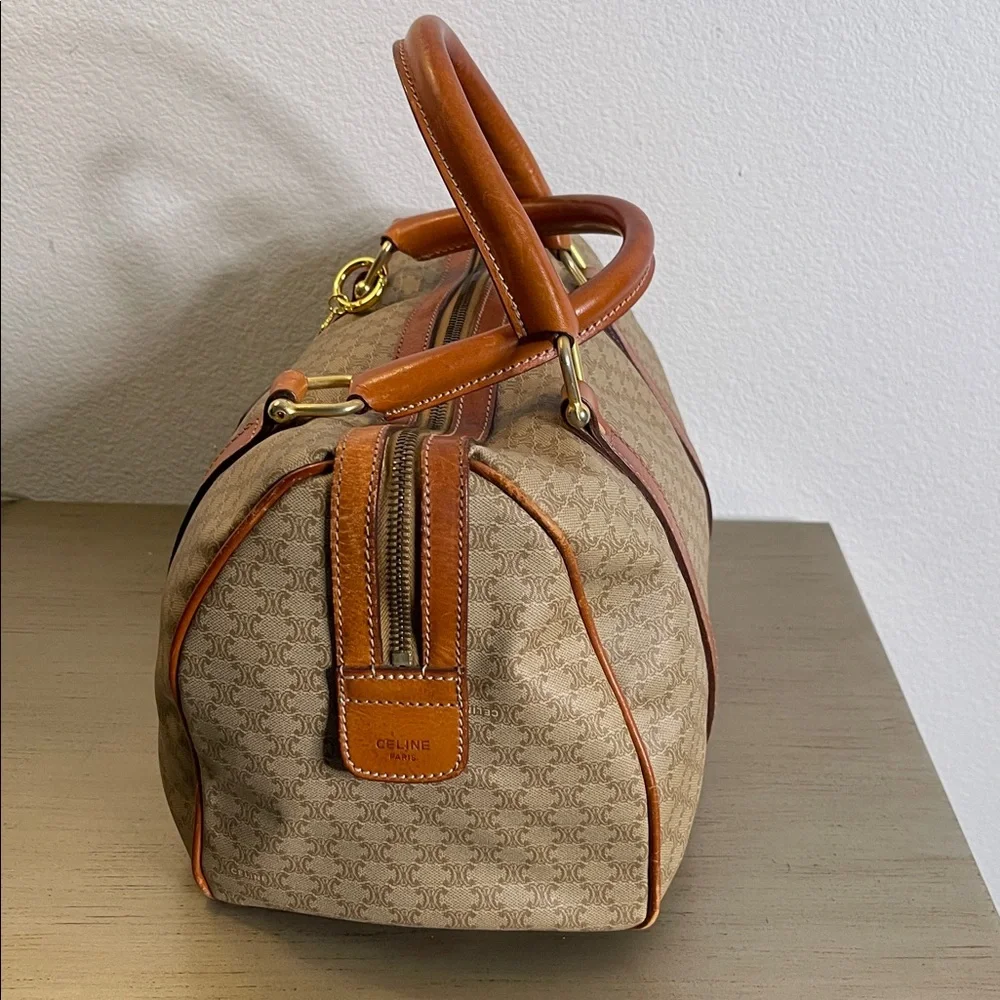 Celine Brown and Tan Monogram Boston Bag - Picture 3 of 13